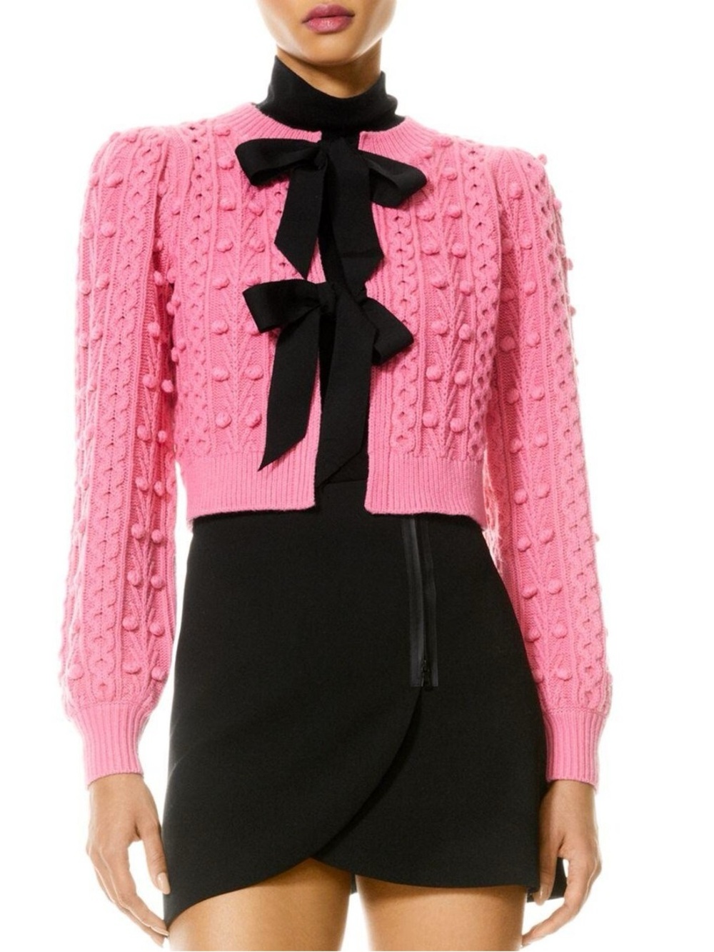 Alice + Olivia Kitty Puff-Sleeve Cardigan-M